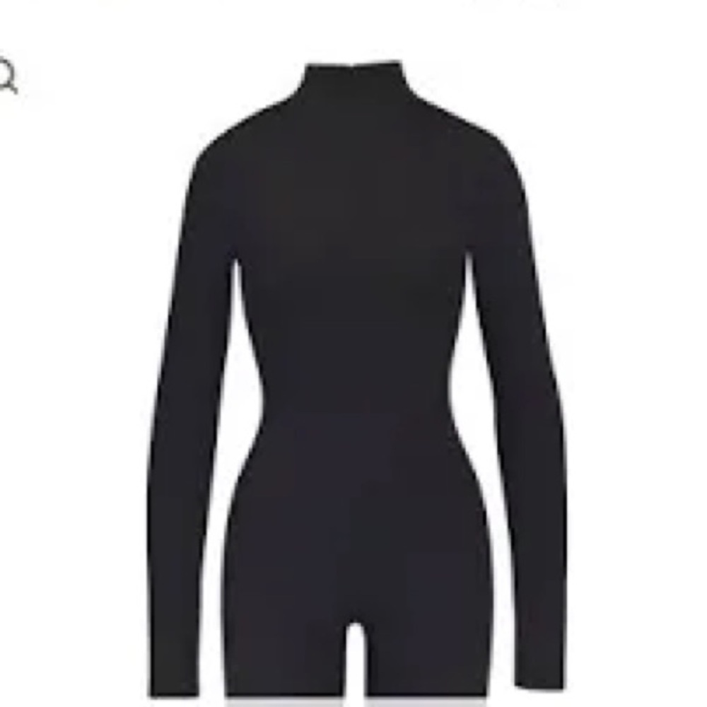 SKIMS ALL IN ONE LONG SLEEVE MID THIGH BODYSUIT ONESIE IN ONYX NWT! - Picture 7 of 11